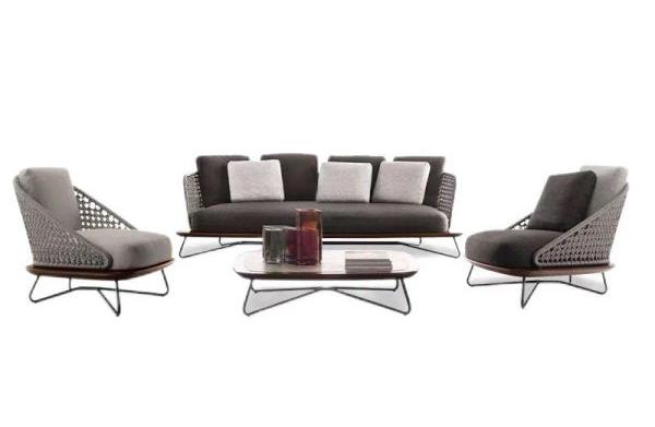 5 seater grey rope corner sofa set