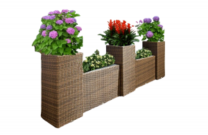 Brown wicker flower pot