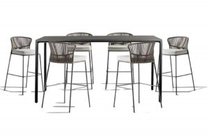 Outdoor bar height stackable chairs