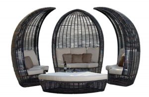 Outdoor wicker lounger sofa bed