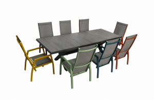 9 piece outdoor patio set with extending table